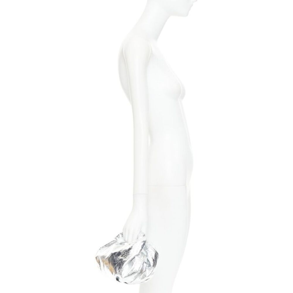 DRIES VAN NOTEN Twist silver metallic textured leather top handle bag - Picture 2 of 8